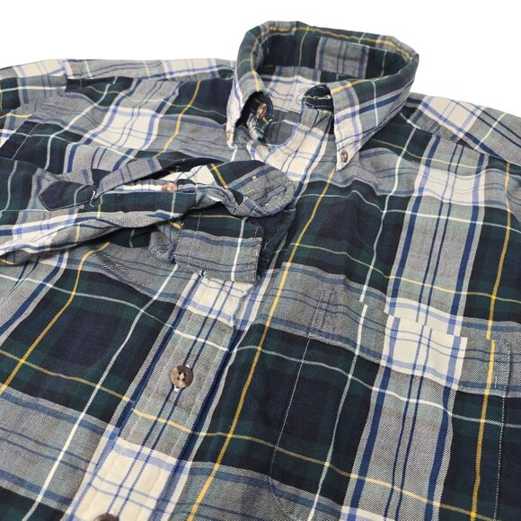Brooks Brothers Sport‎ Shirt Button Down Medium Long Sleeve Green White Plaid - Picture 1 of 8